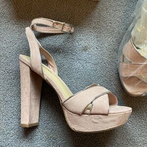 Dress Block Heel Platform Dress Sandals Blush Pink Silver W US 8.5